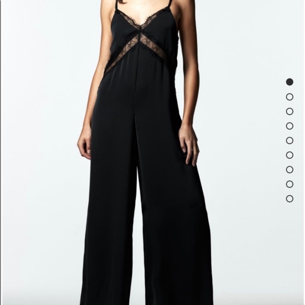 Zara black lace satin jumpsuit